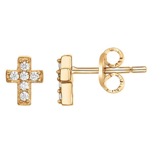 Boucles Croix zirconium en plaque or