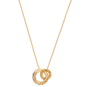 Collier double anneaux martelé en Plaqué or