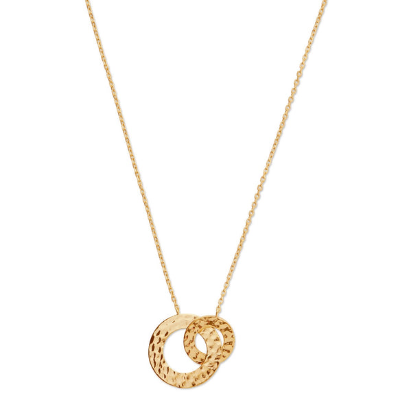 Collier double anneaux martelé en Plaqué or